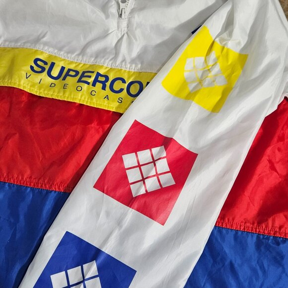 Polaroid Hooded White Jacket Pullover Supercolor Windbreaker Size M - Picture 7 of 8